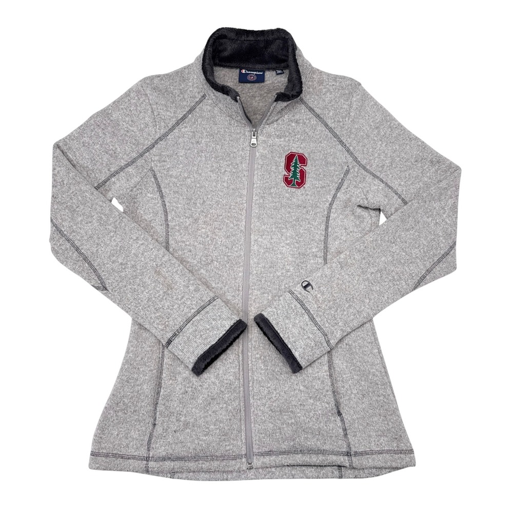 Stanford Cardinals Sweatshirt Womens Size Medium Gray Full Zip Fleece Champion